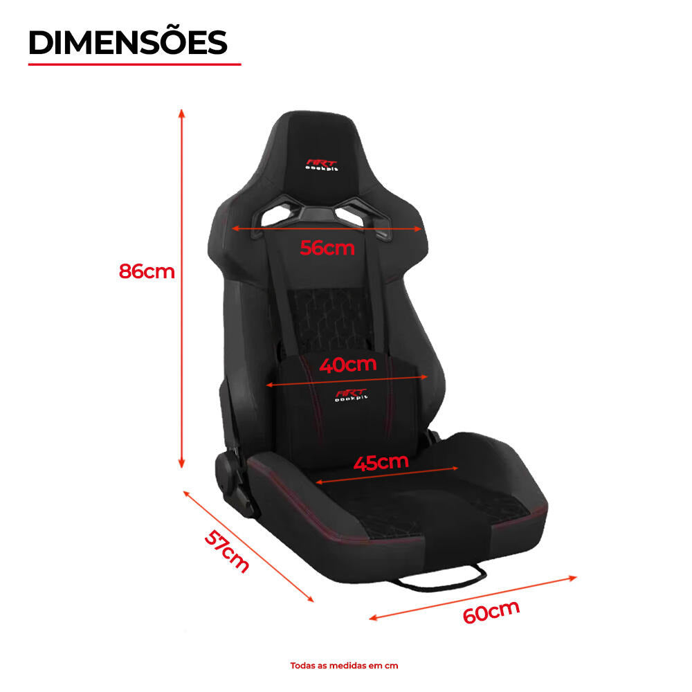 Banco Nitro com Almofada Lombar para Estrutura de Cockpit