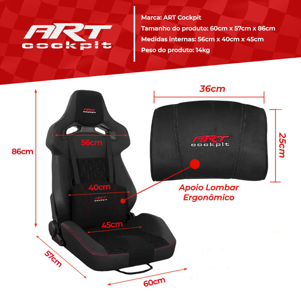 Banco Nitro com Almofada Lombar para Estrutura de Cockpit
